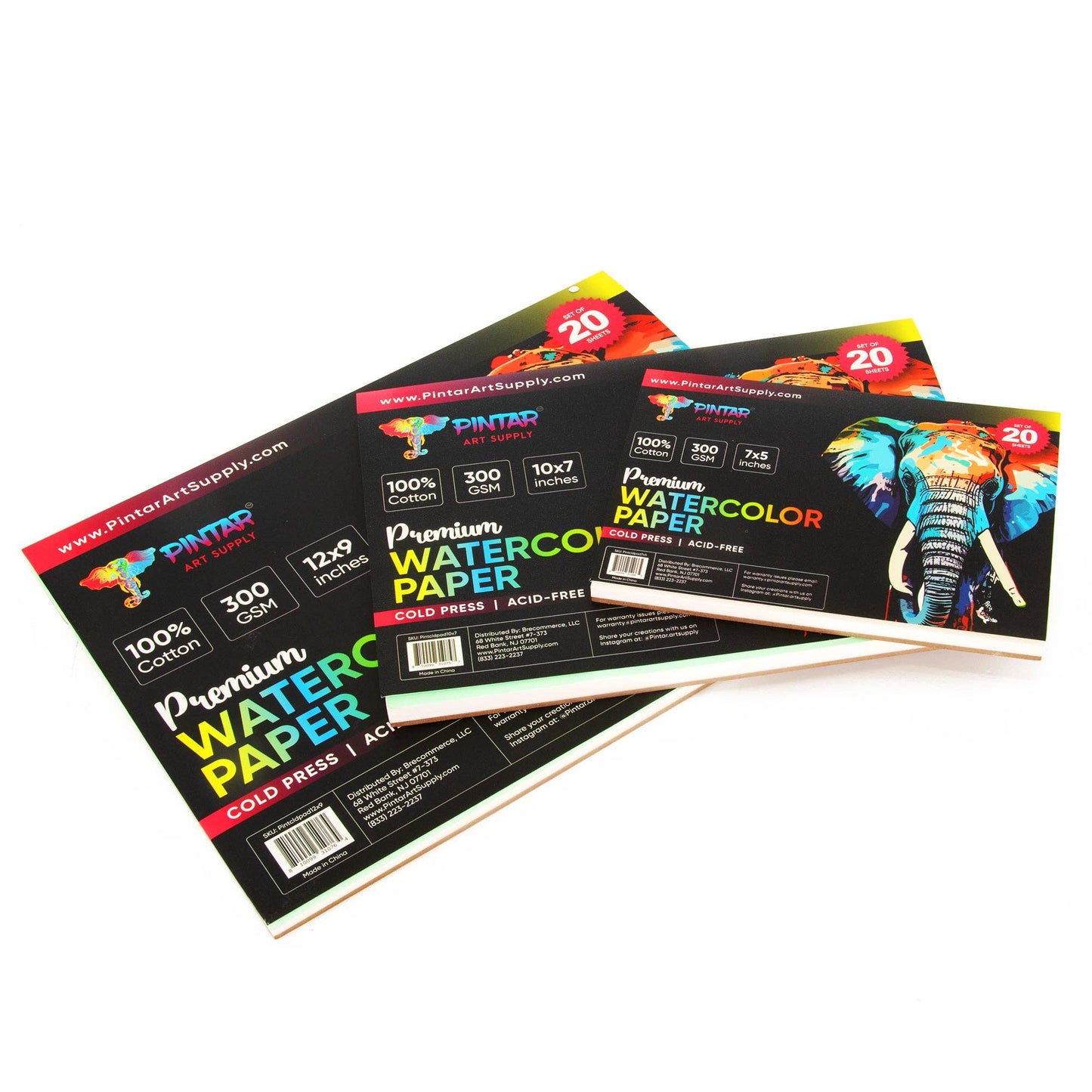 Pintar 100% Cotton Watercolor Paper Block, 140lb Rough Grain