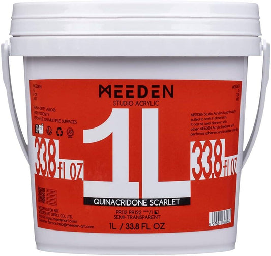 MEEDEN Quinacridone Scarlet Acrylic Paint, Heavy Body, Gloss Finish, Extra-Large 1 L /33.8 oz Non-Toxic Rich Pigments Color, Professional Artist Acrylic Paint for Adults on Canvas,Wall,Wood Painting