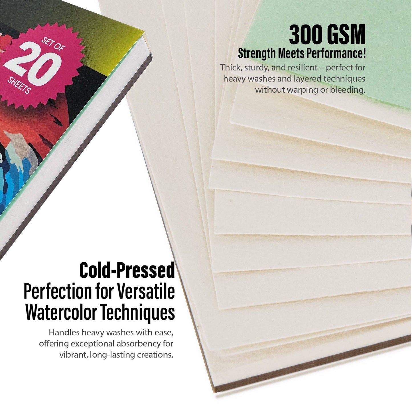 Pintar 100% Cotton Watercolor Block, 140lb, 20 Sheets